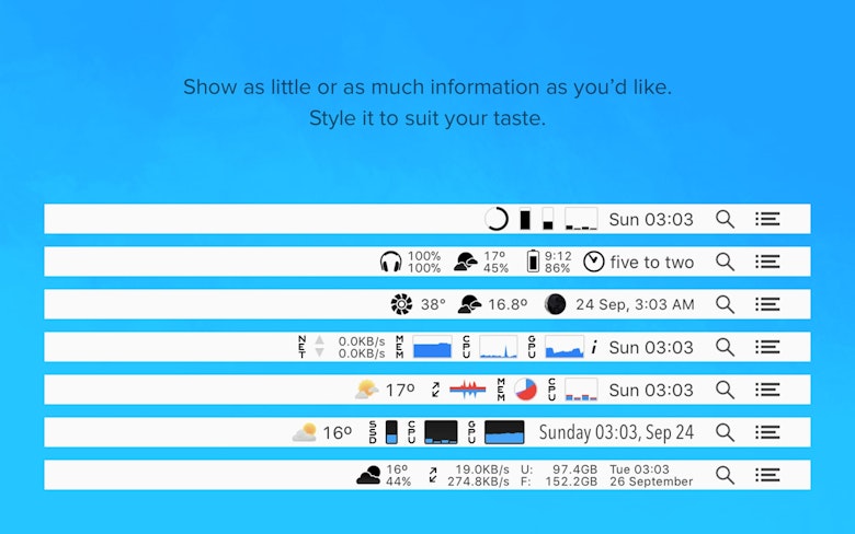 Show as little or as much information as you'd like. Style it to suit your taste.