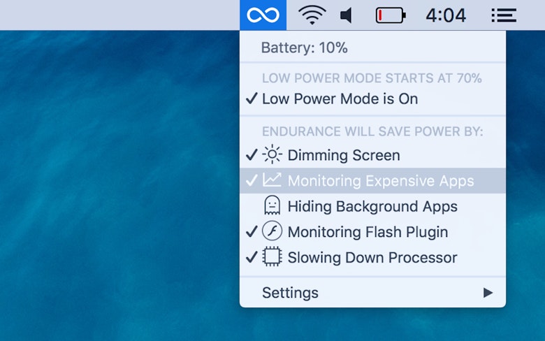 Endurance menu bar app